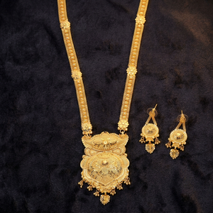 Colliers courts en laiton plaqué or 14K, 18K, 24K, design floral traditionnel, ensemble de bijoux fantaisie, bijoux de mode, Oro Joyeria - Product Image 1