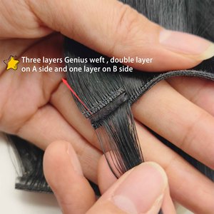 Double Drawn Genius <strong>Weft</strong> Human Hair Extensions Cuttable No Return Hair <strong>Invisible</strong> Flat <strong>Weft</strong> for Hair Salon Factory Wholesale - Product Image 6
