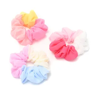 Summer New Style Women 3 Colors Hair Bands Accessories Big Size Rainbow Fabric Elastic Hair Scrunchies