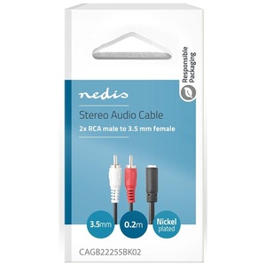 Cable de audio estéreo 2x RCA macho a hembra de 3,5 mm 0,2 m negro - Product Image 3