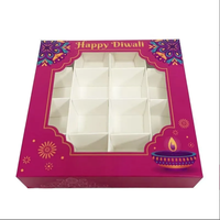 Boîtes d'emballage de luxe en papier artistique carrées pour desserts et bonbons de Diwali (recyclables)