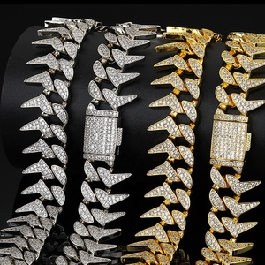 Ougepheli 22มม. ฮิปฮอปเย็น CZ zircon <span class=keywords><strong>หนาม</strong></span>ปก de cadena Cubana eslabano สร้อยคอ Miami cuban Link Chain - Product Image 3