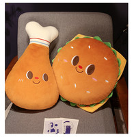 Oreiller en peluche pour hamburger poulet cuisses toast pain créatif Simulation poupée fille coussin de couchage fabricant de peluche de vacances