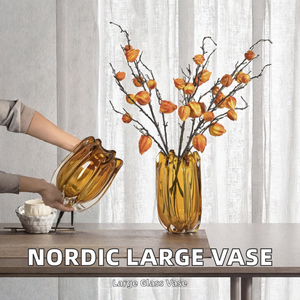 BEST Modern Large <b>Glass</b> <b>Vase</b> Table Flower Vessel Amber Gradient Grey Coastal Design Eco-Friendly Handmade Wedding for Living - Product Image 2