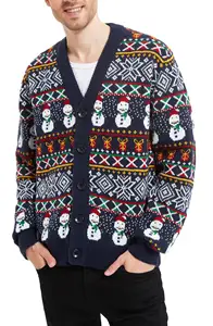 Personnalisé pour adultes Grossistes Cardigan tricoté en cachemire Pull de Noël pour hommes moches