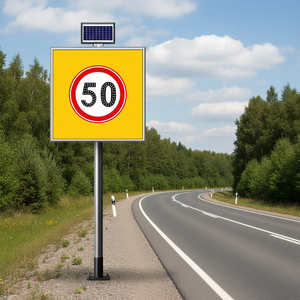 Panneau de signalisation routière LED solaire 50 km/h 100 x 100 cm – Avertissement et alerte de sécurité - Product Image 5