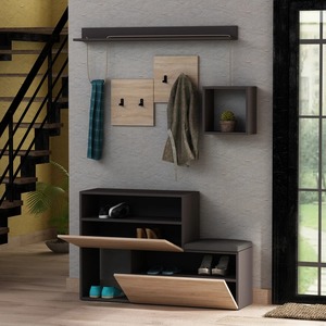 Design unico di alta qualità fabbricati in legno sala set con ganci appendiabiti scarpette scaffali di stoccaggio unità di scaffalatura - Product Image 2