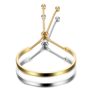 Stainless Steel <b>Adjustable</b> <b>Bracelet</b> 4mm Half Round Chain Gold Silver Unisex Jewelry Gift - Product Image 1