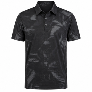 Camiseta de Polo de Golf Personalizada con Camuflaje Negro para Hombre, Diseño de Puntos, Secado Rápido, Elástica, Fabricante de Ropa de Golf OEM ODM de Marca Privada - Product Image 5