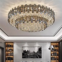Lustre en cristal gris fumé Luxueux Suspension Atmosphère Plafonnier pour Chambre Table à manger Hôtel Salon Glowix