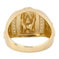 Religiöser Statement Unisex-Ring Goldton Mehrfarbig Jesus-Porträt mit Zirkonia-Einlage Anpassbar Großhandel Fingerschmuck