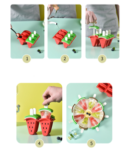 Nueva bandeja de silicona para cubitos de hielo, molde de silicona para alimentos, molde de helado para paletas de <span class=keywords><strong>sandía</strong></span>, para paletas de frutas - Product Image 4