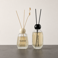 Bouteille diffuseur de parfum en verre irrégulier à facettes carrées de 200 ml avec bouchon rond coloré, vide, pour la maison, personnalisable avec logo