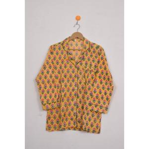 Conjunto de Pijama de Manga Larga con Estampado de Selva, Estilo Vintage, 100% Algodón, Hecho a Mano en Jaipur, con Cuello en V y Botones - Product Image 2