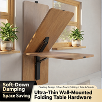 Support mural ultra-fin pour table pliante, avec amortissement doux et système de levage.