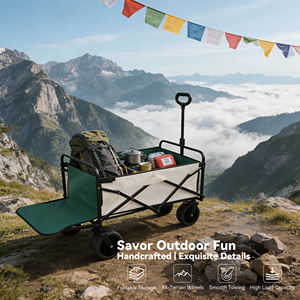 Chariot pliable en acier carbone à quatre roues pour <span class=keywords><strong>camping</strong></span> extérieur, capacité 180L, léger, grande taille, pour pique-nique, petite remorque - Product Image 1