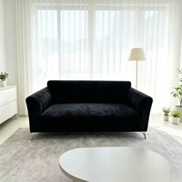 Canapé d'angle trois places noir en tissu écologique pour hôtel, villa, salon, minimaliste, en éponge carrée, pour appartement