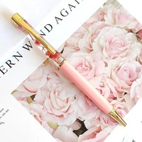 Stylo à bille en métal 1,0 mm avec motif fleur séchée et papier doré, gravure laser, plusieurs couleurs, idéal pour promotion