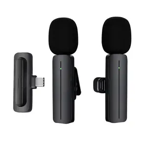 Yeni varış 1 sürükle 2 mikrofon yaka 2.4GHz taşınabilir bilgisayar için Mic kablosuz röportaj kayıt mikrofonu