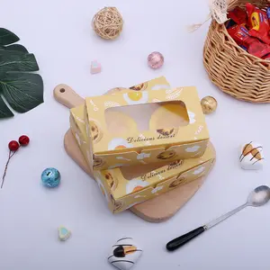 Cajas de embalaje desechables para tartas y huevos, 2 /4 compartimentos para cajas de papel de comida, bonitas cajas de papel con ventana abierta