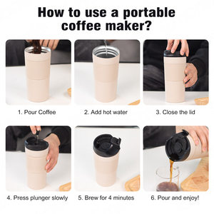 Nouvelle Tasse <span class=keywords><strong>Isotherme</strong></span> Portable en Acier Inoxydable 350ml 450ml pour Café et Thé, Type French Press, Idéale pour les Voyages et l'Extérieur - Product Image 6