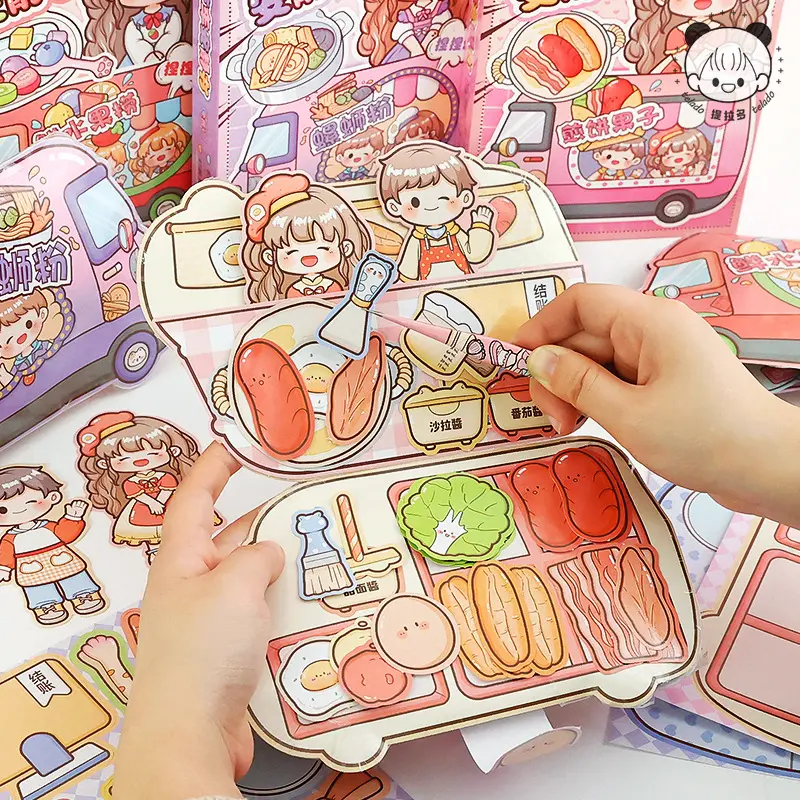 Telado Handmade Pinching Music Snack Car Quiet Book Cute Stereo Stickers DIY Stationery Set Material For Scene Collages