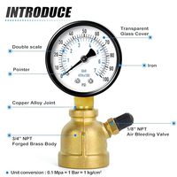 Manomètres de pression d'air en laiton forgé 0-100 PSI, connexion 3/4" FNPT, corps double gradué 2", application pour tuyauterie PEX