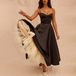 <span class=keywords><strong>Abito</strong></span> <span class=keywords><strong>Midi</strong></span> da Donna Casual con Spalline Sottili, Linea ad A, in Poliestere Stampato, Fluido, per Feste, Serate, Senza Schienale, Elegante, per Ospiti di Matrimonio - Product Image 6