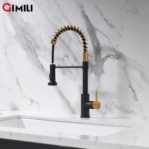 Grifo de Cocina <span class=keywords><strong>GIMILI</strong></span> Negro y Dorado con Rociador Extraíble, Giratorio 360°, Doble Función, de un Solo Orificio, de Acero Inoxidable, para Casas de Campo, Autocaravanas y Lavanderías - Product Image 6