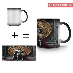 Mug en céramique à poignée incurvée, noir givré, 11 oz, sensible à la chaleur, pour usage quotidien - Product Image 4