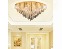Plafonnier de luxe en cristal K9 doré, base en fer, montage en surface, ampoule LED 3000K blanc chaud, garantie 2 ans pour la maison et le bureau