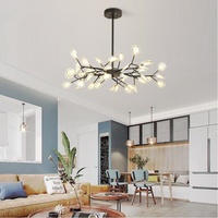 Lustre moderne noir et or, luminaire suspendu LED Firefly, hauteur réglable, longueur moyenne, pour salon, CE RoHS