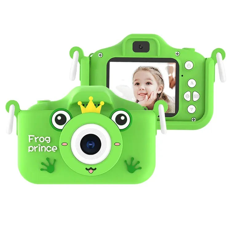 漫画学生写真カメラかわいいミニデジタル赤ちゃん写真カマラ充電式ギフト子供のおもちゃ自撮りカエル子供カメラ