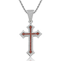 Collier tendance Hip-Hop avec pendentif croix coloré personnalisé, micro-incrusté de zircon, chaîne en corde, pour hommes et femmes
