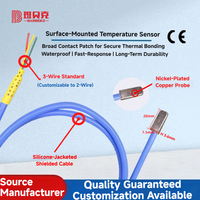 Kabel pelindung silikon yang dapat disesuaikan 3 kawat permukaan standar dipasang untuk Sensor suhu DS18B20