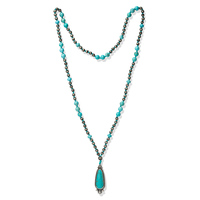Collier de perles Navajo occidentales pour femmes, 32 pouces, fait main, noué, perles turquoise, style bohème chic, bijoux Navajo du sud-ouest