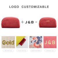 Logo personnalisé fermeture à Glissière Cosmétique Maquillage Trousse De Toilette Pochette Sac Femme Velours Bijoux Peau Peur Maquillage Organisateur Sac D'emballage Cadeau