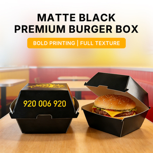 Boîte à hamburger en papier kraft ondulé compostable, emballage alimentaire rapide de haute qualité, design de marque personnalisé - Product Image 2