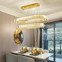 Lustre moderne simple en forme de cercle, grand et long, pour escalier, hôtel, décoration de la maison, cristal de luxe, plafonnier LED