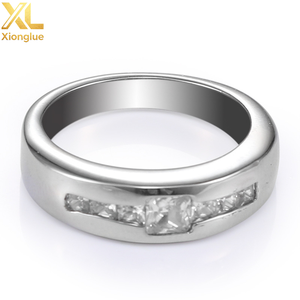 Stainless Steel Unisex <b>Rings</b> Inlaid Classic Luxury <b>Gold</b> Channel <b>Set</b> Wedding Engagement Party Gifts Wedding Bands - Product Image 2