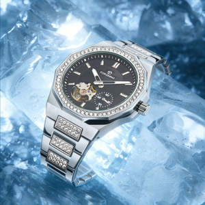 Hot Selling for Men's Stainless Steel <b>Mechanical</b> Automatic Analog Glass Dial Waterproof Luxury <b>Watch</b> Date Display 3BAR - Product Image 5