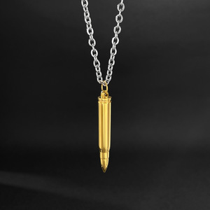 European and American cross-border hip-hop men's necklace, stainless steel bullet head pendant, trendy and personalized <b>titanium</b> - Product Image 4