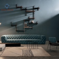 럭셔리 최고 등급 nubuck chesterfield 정품 가죽 tufted 체스터 문 소파 세트