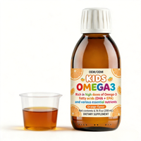 Huile de poisson liquide Oméga 3 pour enfants en marque blanche, 200 ml, riche en DHA et EPA pour la santé du cerveau, du cœur et des articulations, fabrication OEM ODM GMP