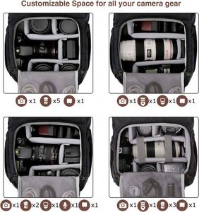 Sac à dos pour appareil photo, échantillon gratuit, sac à dos pour appareil photo reflex numérique DSLR, sac à dos pour appareil photo étanche, sac à dos de photographie antivol avec compartiment pour ordinateur portable de 15,4 pouces - Product Image 3