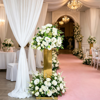 Support de fleurs moderne en fil métallique plaqué or pour centre de table de mariage, hôtel, banquet, décoration d'événements