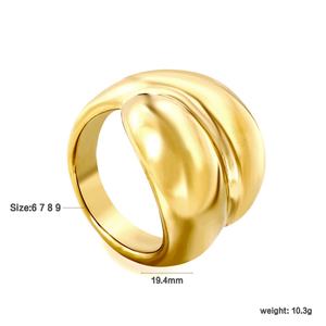 Fashion Stainless Steel Custom <b>Ring</b> Gold Plated Wholesale Tarnish Free Waterproof Jewelry Geometric <b>Chunky</b> <b>Rings</b> for Women - Product Image 6