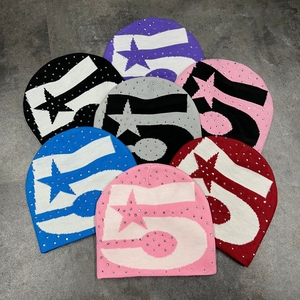OEM-Großhandel Kundenspezifische Winter Y2K Totenkopf-Beanies aus Acrylgewebe mit Premium-Strasssteinen für Herren und Damen - Product Image 1