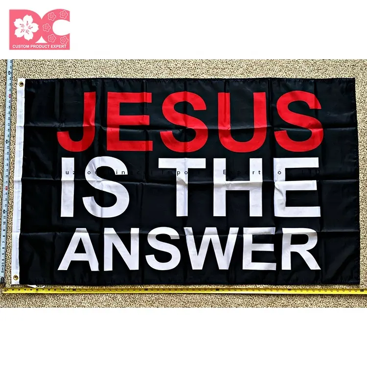 सबसे अच्छा बेच पदोन्नति यीशु जवाब है grommets के साथ 3x5 फुट 100% पॉलिएस्टर झंडे