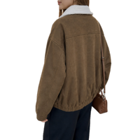 Veste bomber en fausse daim avec col en peau lainée pour femme, style luxe discret, automne-hiver, vêtements d'extérieur, OEM ODM
